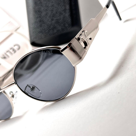 Celine Retro Oval – Silver Black