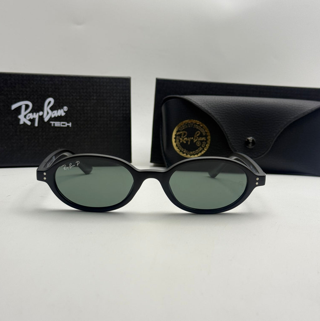Ray Ban Oval Polarized Sunglasses – Black / G-15 Green