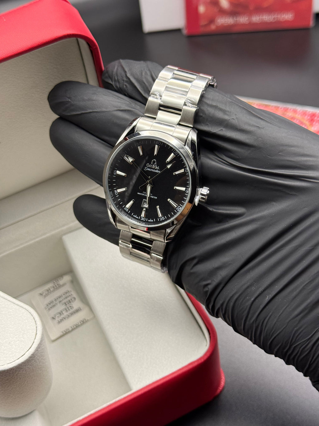 Omega Seamaster Black Dial Silver-Tone Bracelet Watch