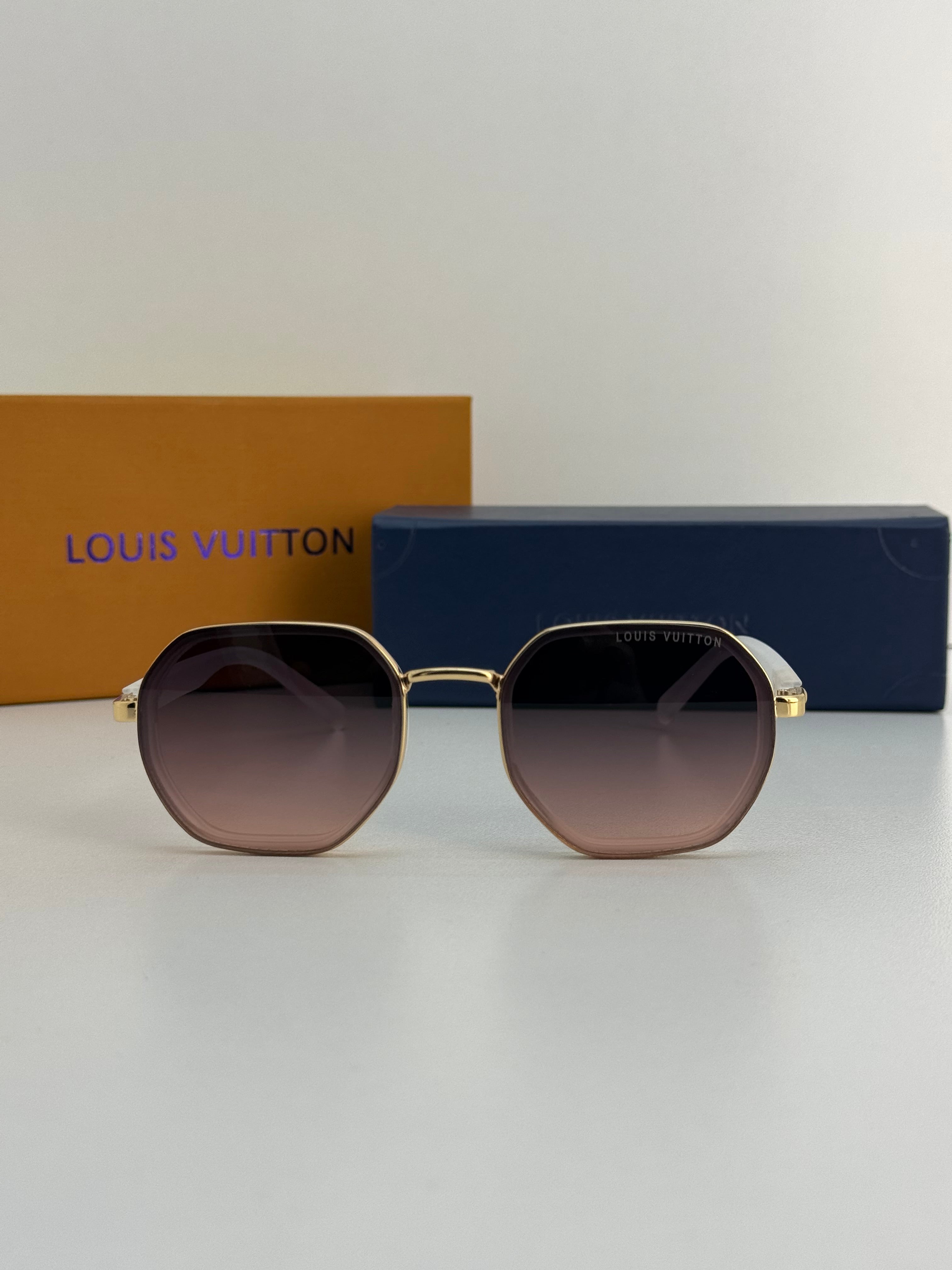 Louis Vuitton Square Sunglasses – Gold & Pink Gradient (White Temples)
