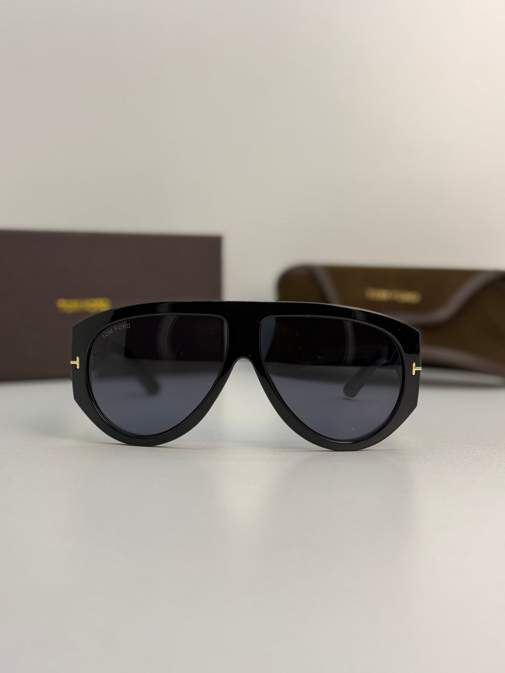 Tom Ford Oversized Shield Sunglasses (Black / Smoke Gradient)
