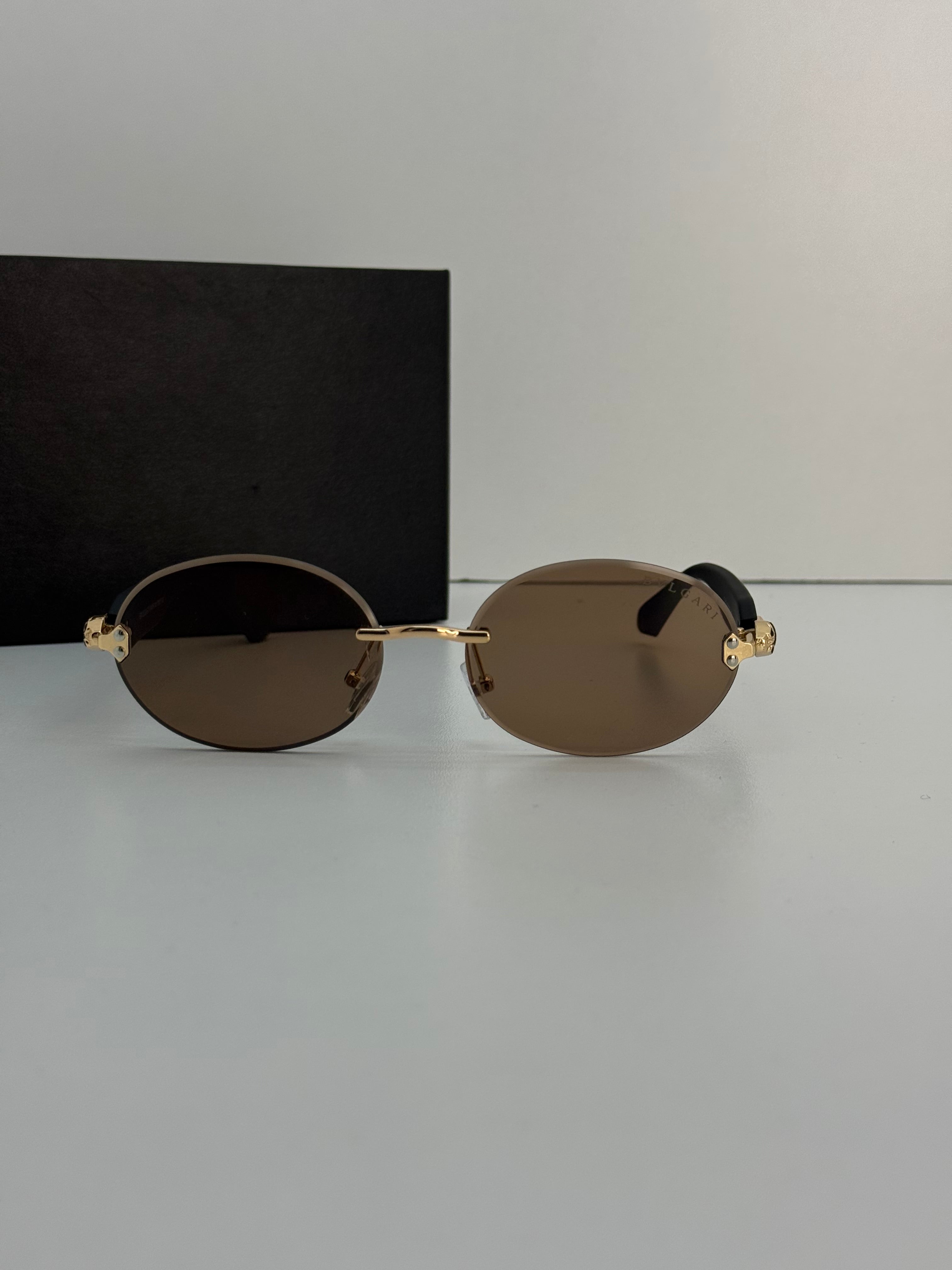 Bvlgari Serpenti Rimless Sunglasses – Gold & Black