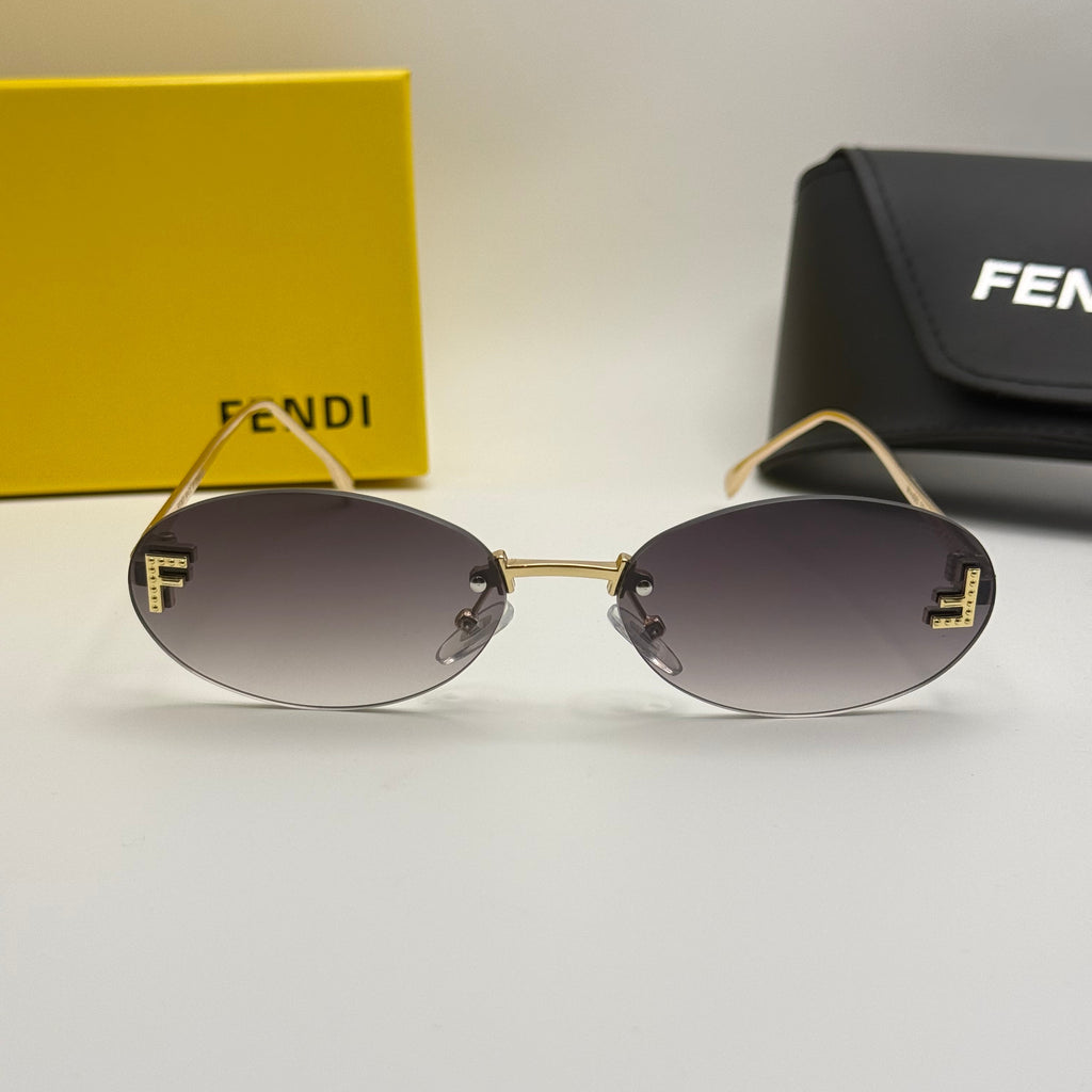 Fendi Rimless Oval Sunglasses – Gold / Grey Gradient