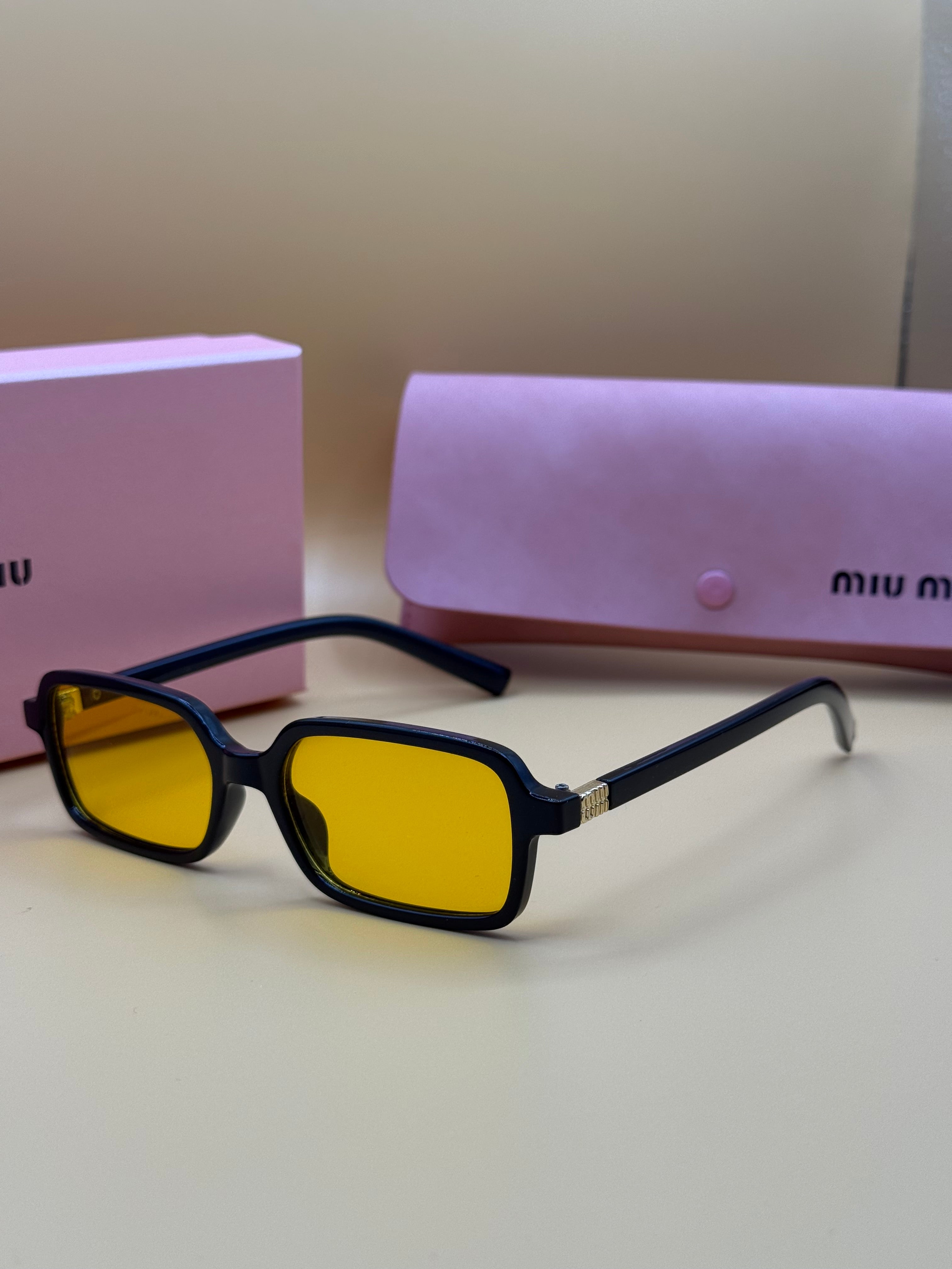 Miu Miu Rectangular Sunglasses – Yellow Lens