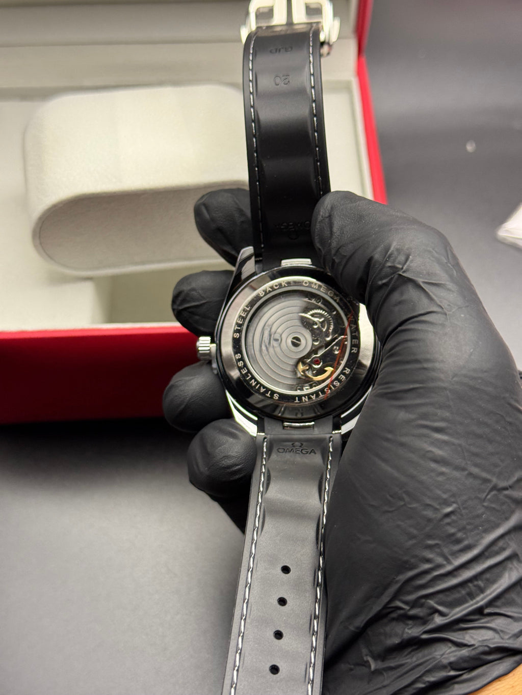 Omega Seamaster White Dial Black Strap Watch