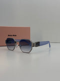 Miu Miu Octagonal Silver Metal Gradient Sunglasses – Blue Lens