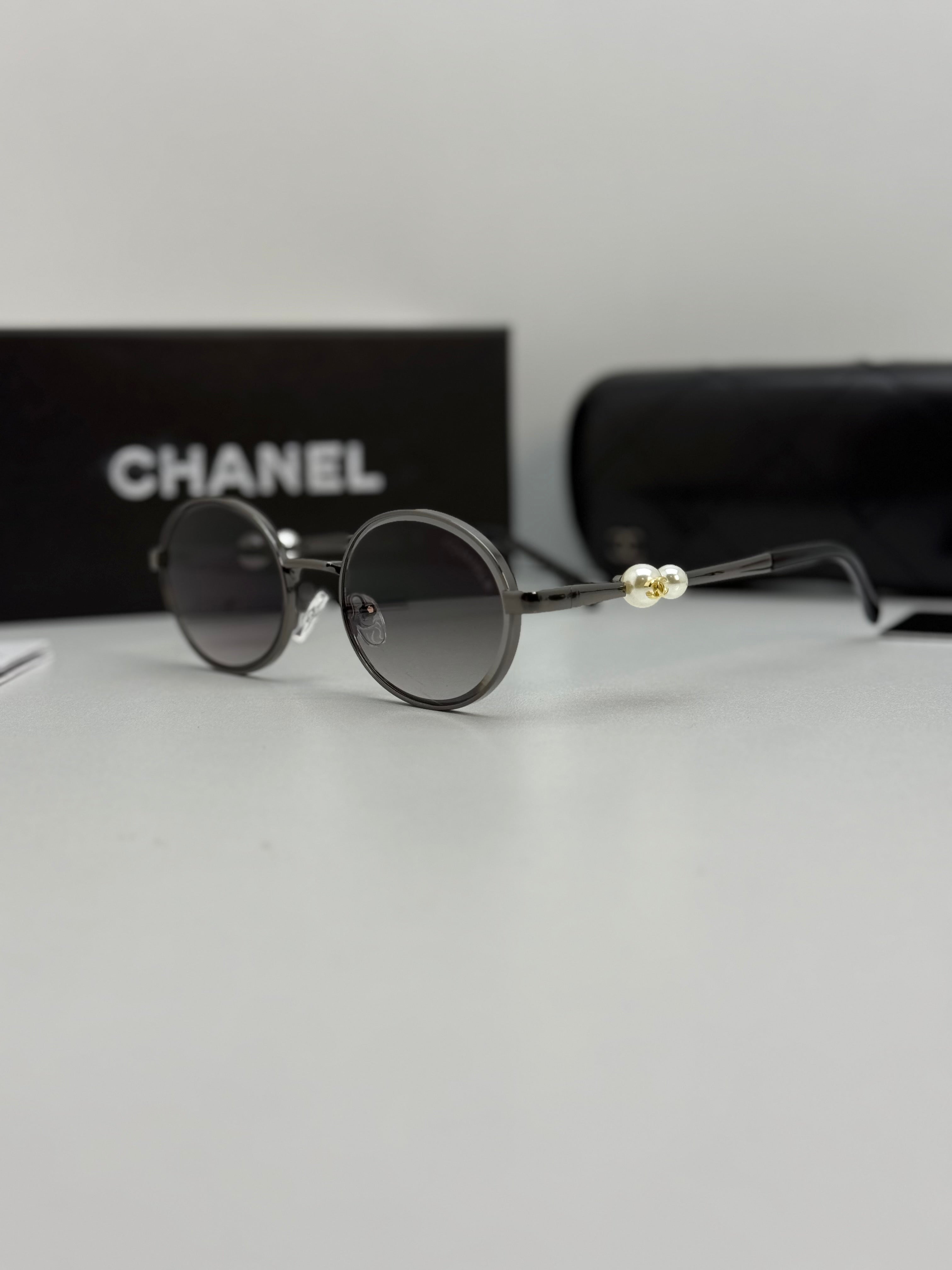 Chanel Round Metal Sunglasses (Gunmetal / Grey Gradient)