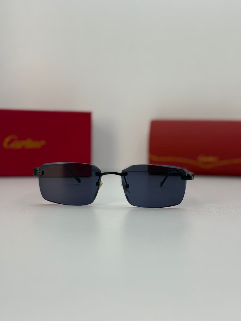 Cartier Rimless Rectangular Black / dark ruthenium metal