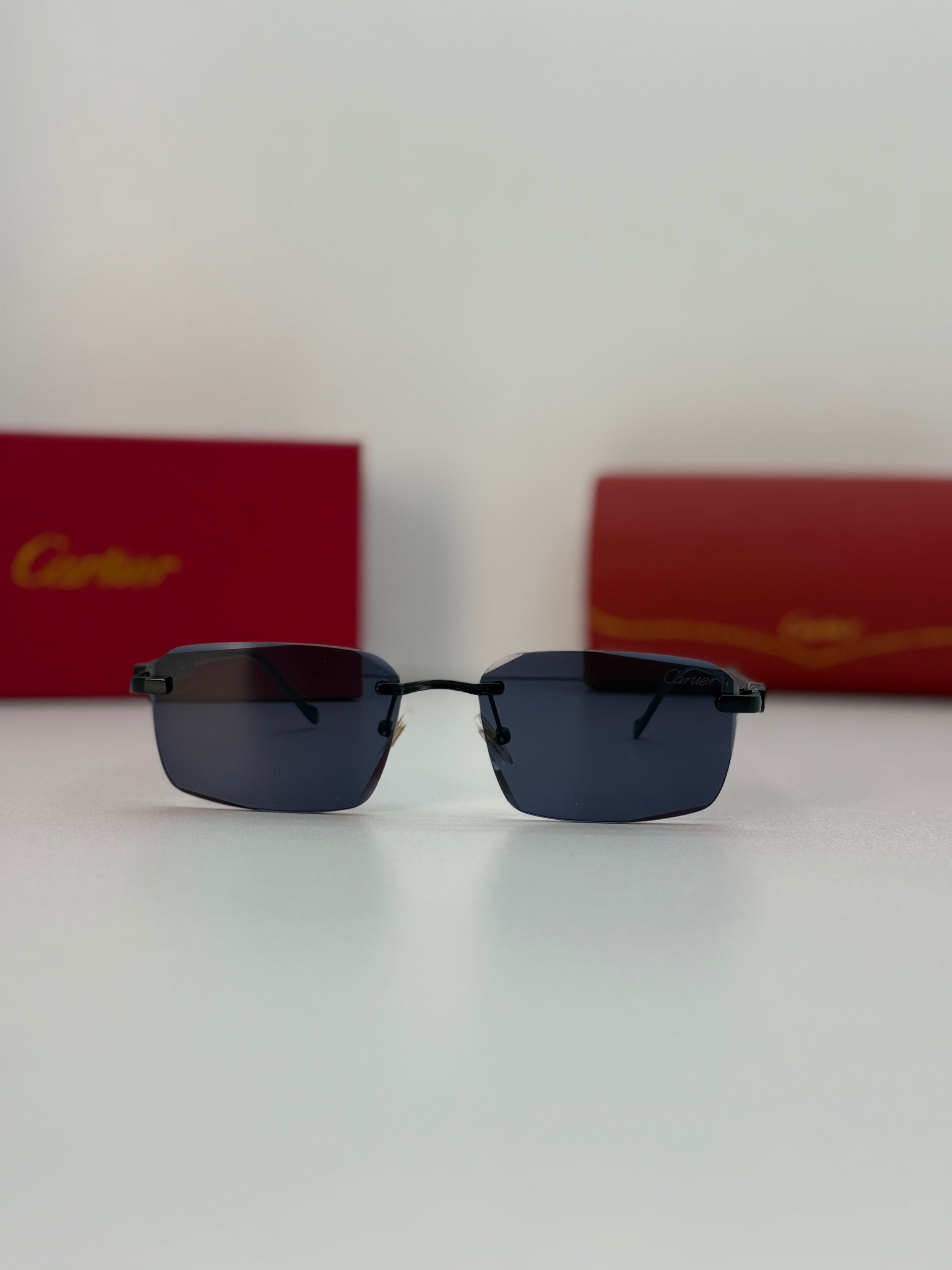 Cartier Rimless Rectangular Black / dark ruthenium metal