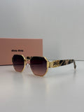 Miu Miu Octagonal Gold Metal Gradient Sunglasses – Havana Temple