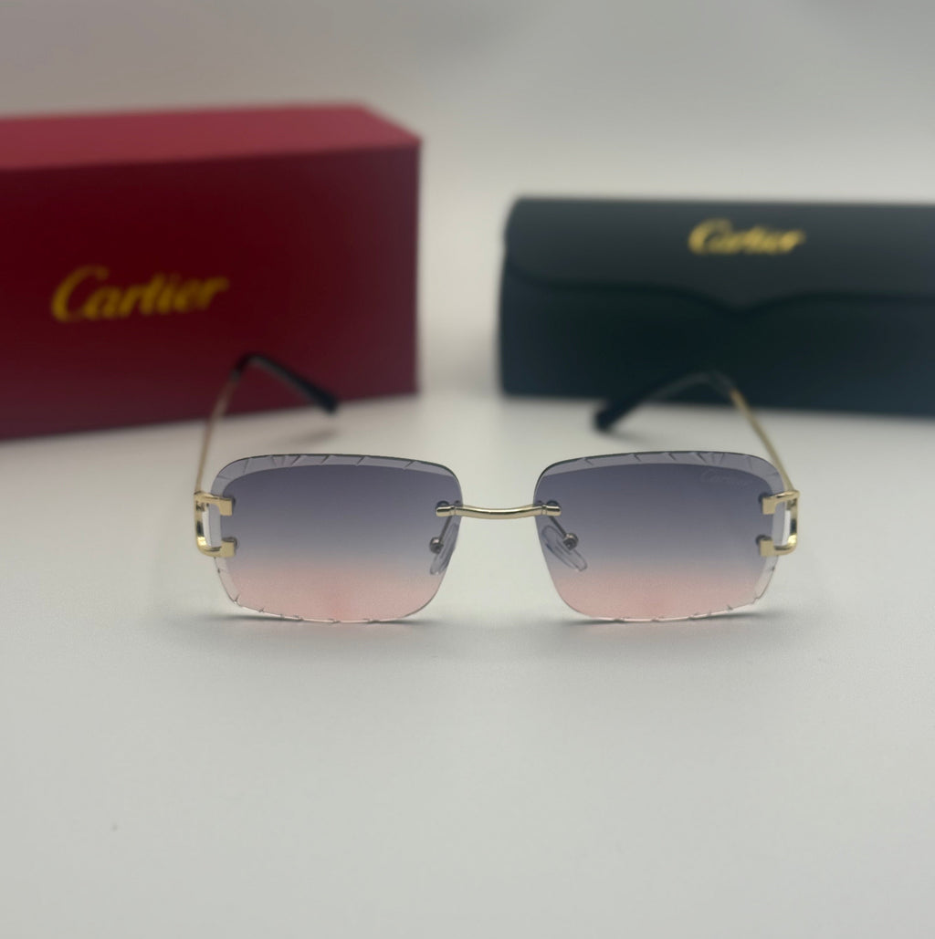 Cartier Rimless Sunglasses – Blue Pink Gradient / Gold