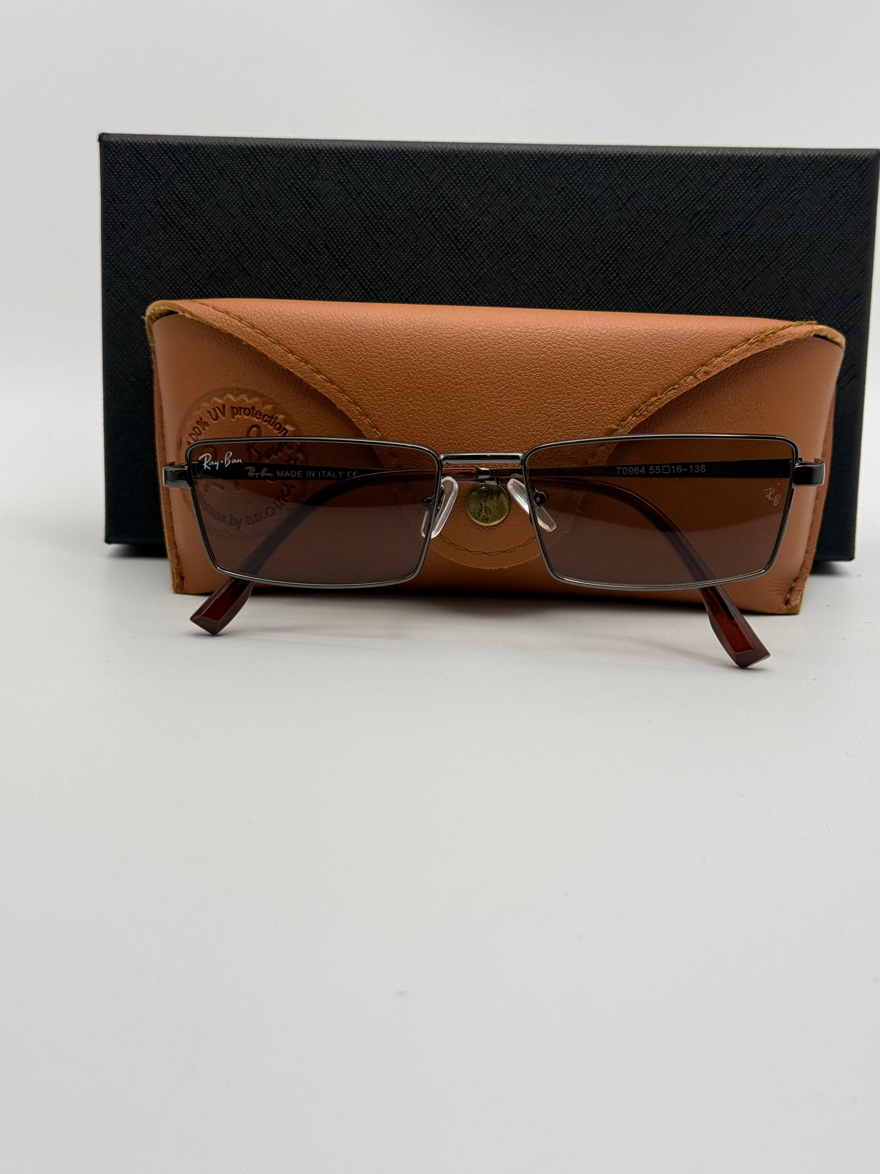 Ray-Ban Rectangle Sunglasses – Gunmetal/Brown