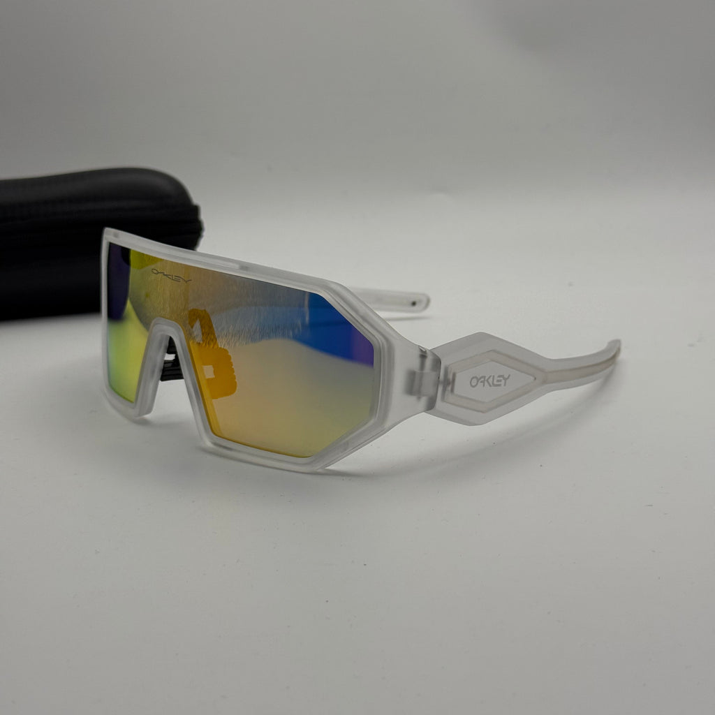 Oakley Sport Sunglasses – Clear Frame Rainbow Mirror Shield