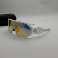 Oakley Sport Sunglasses – Clear Frame Rainbow Mirror Shield