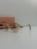 Miu Miu Oval Metal Sunglasses (Gold / Pink Gradient)