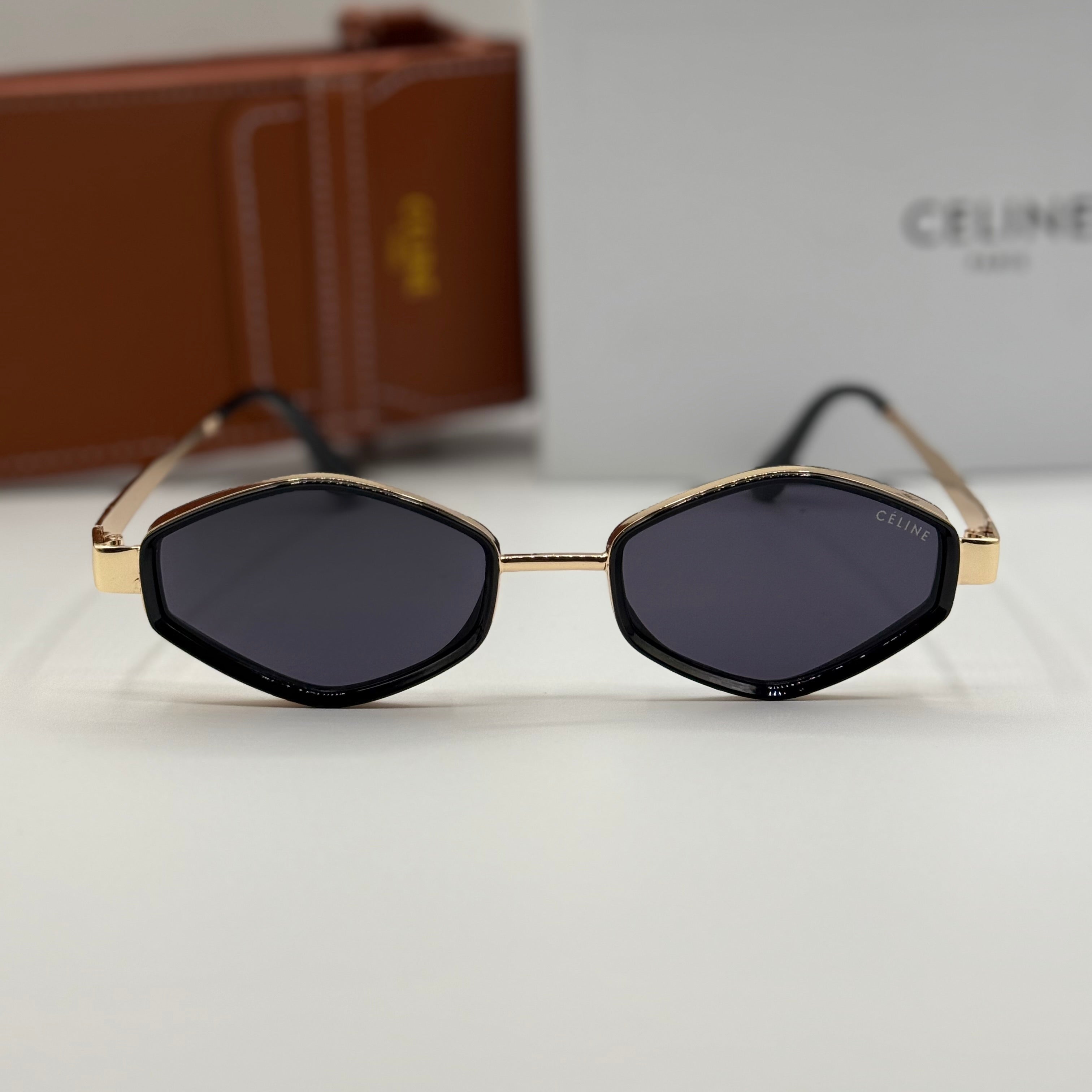 Céline Triomphe Geometric Sunglasses – Gold & Black