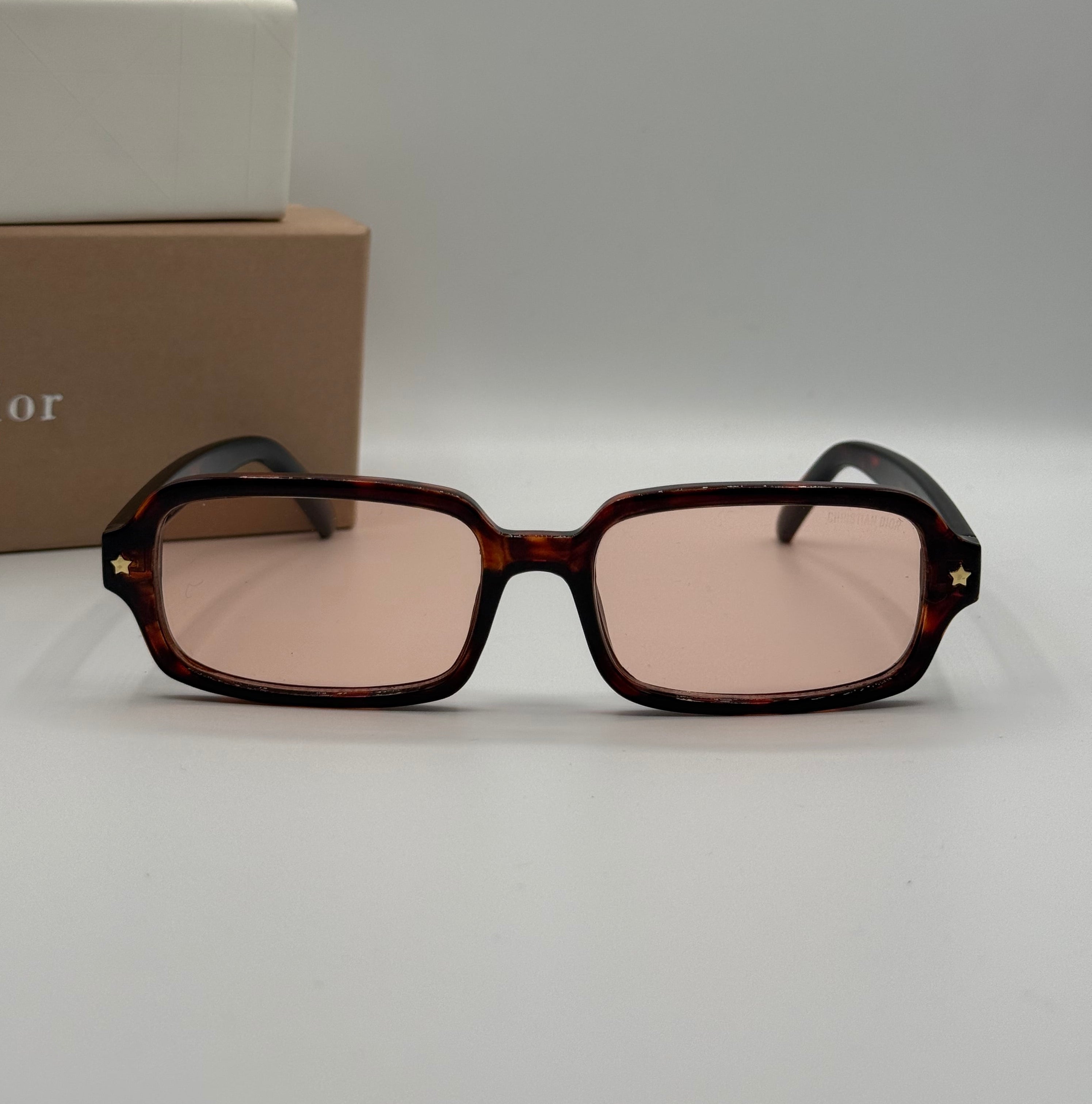 Christian Dior Rectangle Sunglasses – Tortoiseshell & Pink