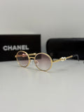 Chanel Round Metal Sunglasses (Gold / Pink Gradient)