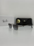 Ray Ban Rectangular Rimless Sunglasses – Silver / Grey Gradient