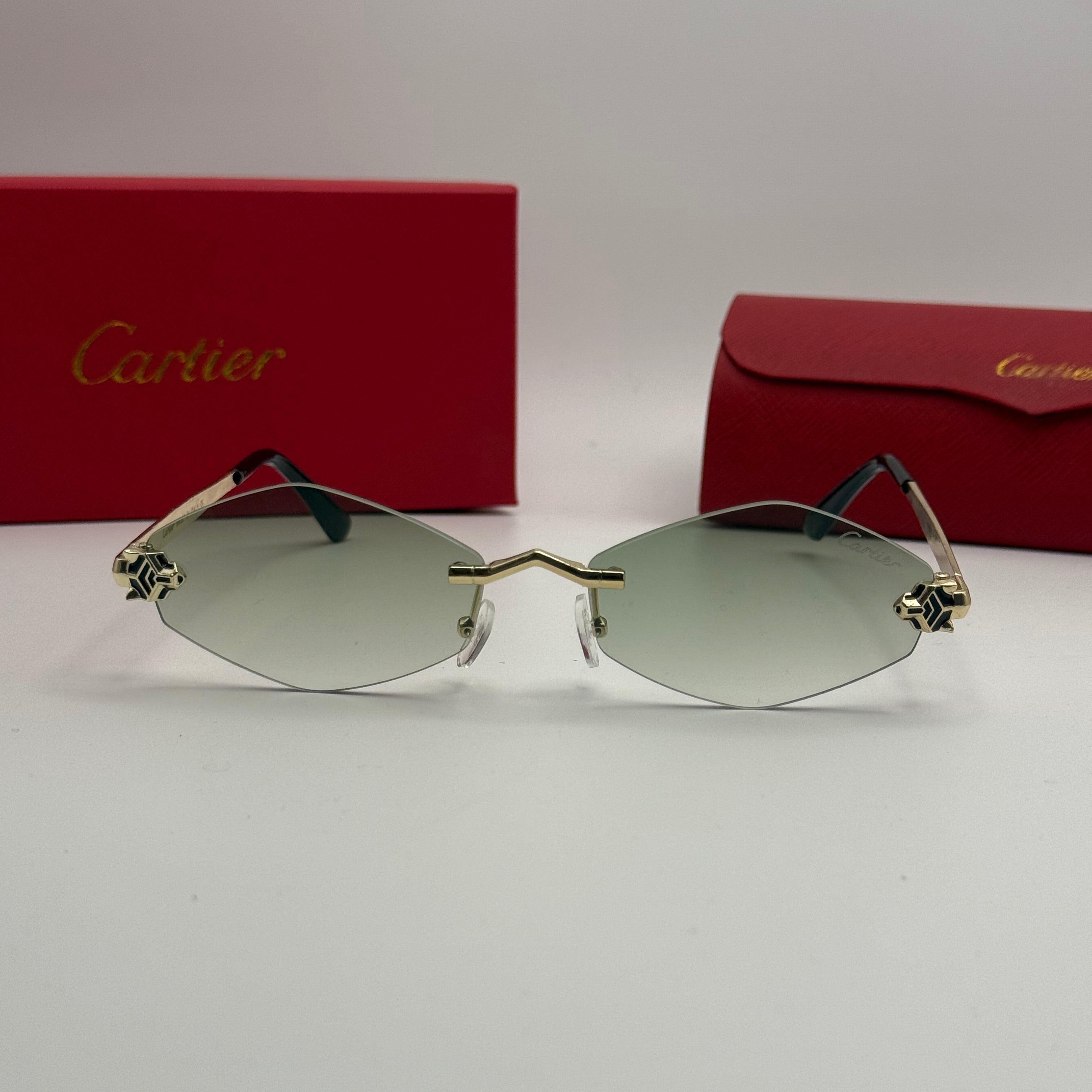Cartier Sunglasses – Rimless Gold / Green Gradient Lens