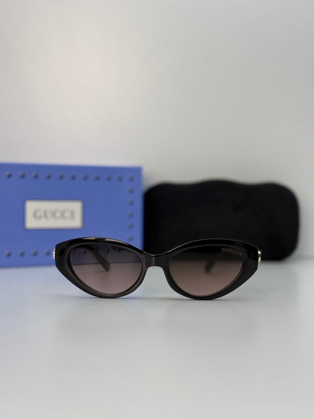 Gucci Cat-Eye Sunglasses — Black / Brown Gradient