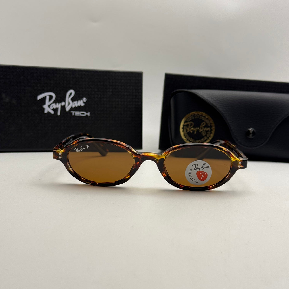Ray Ban Oval Polarized Sunglasses – Tortoise / Brown