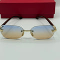 Cartier Panthère Rimless Sunglasses – Wood Temples / Blue-Brown Gradient