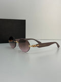 Bvlgari Rimless Oval Sunglasses – Brown Gradient & Gold