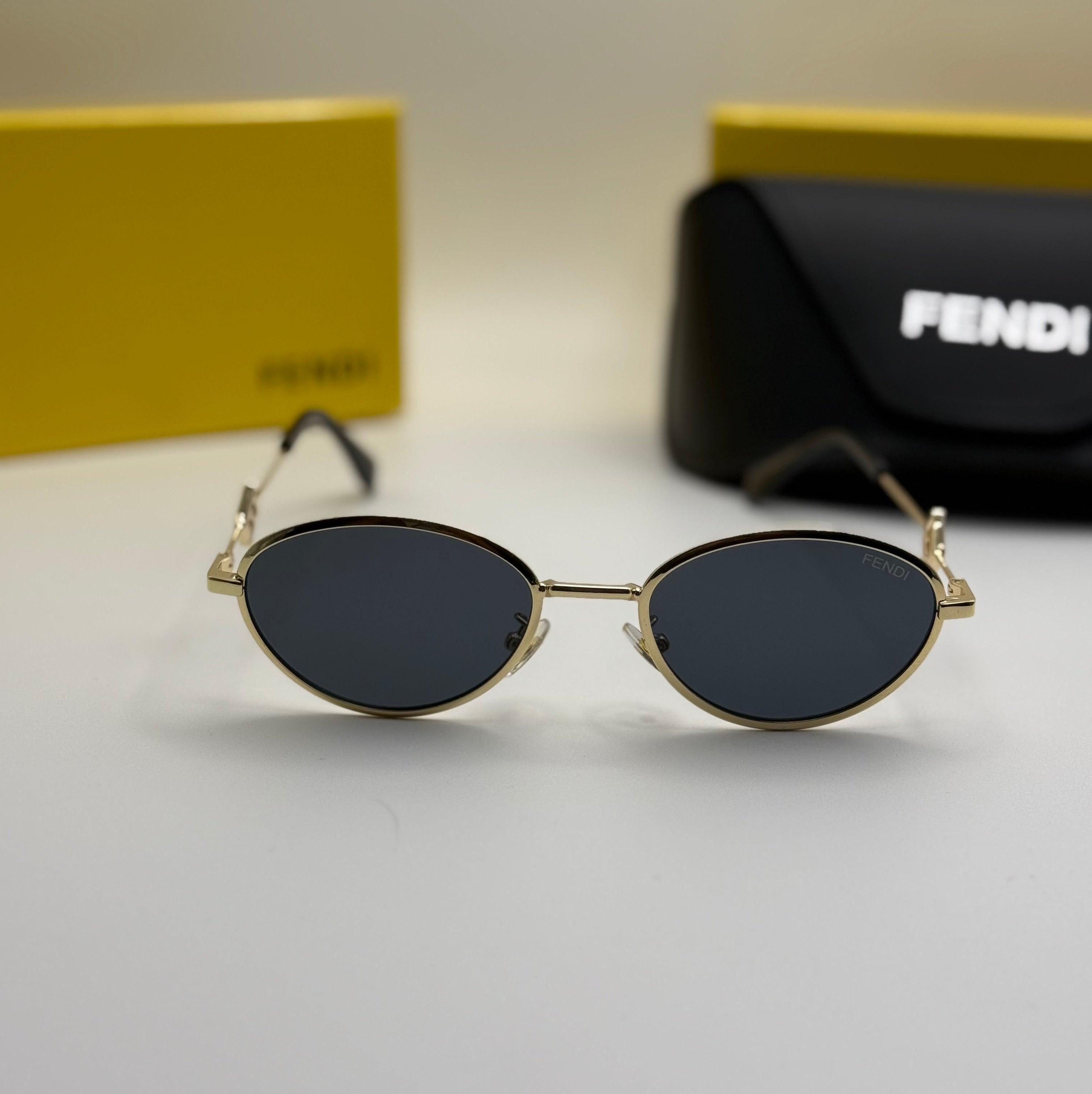 Fendi Round Sunglasses – Gold Frame & Dark Lenses