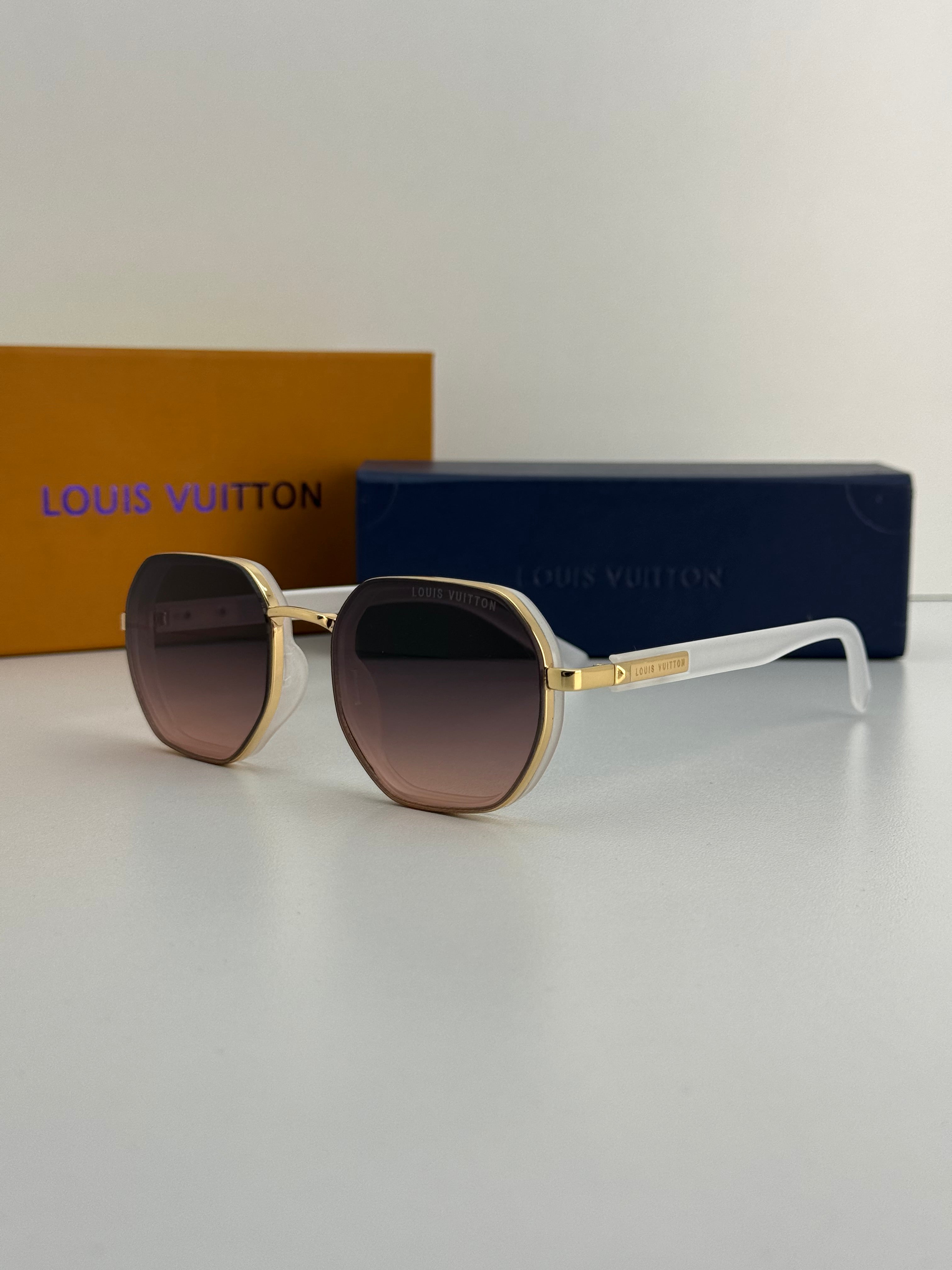 Louis Vuitton Square Sunglasses – Gold & Pink Gradient (White Temples)