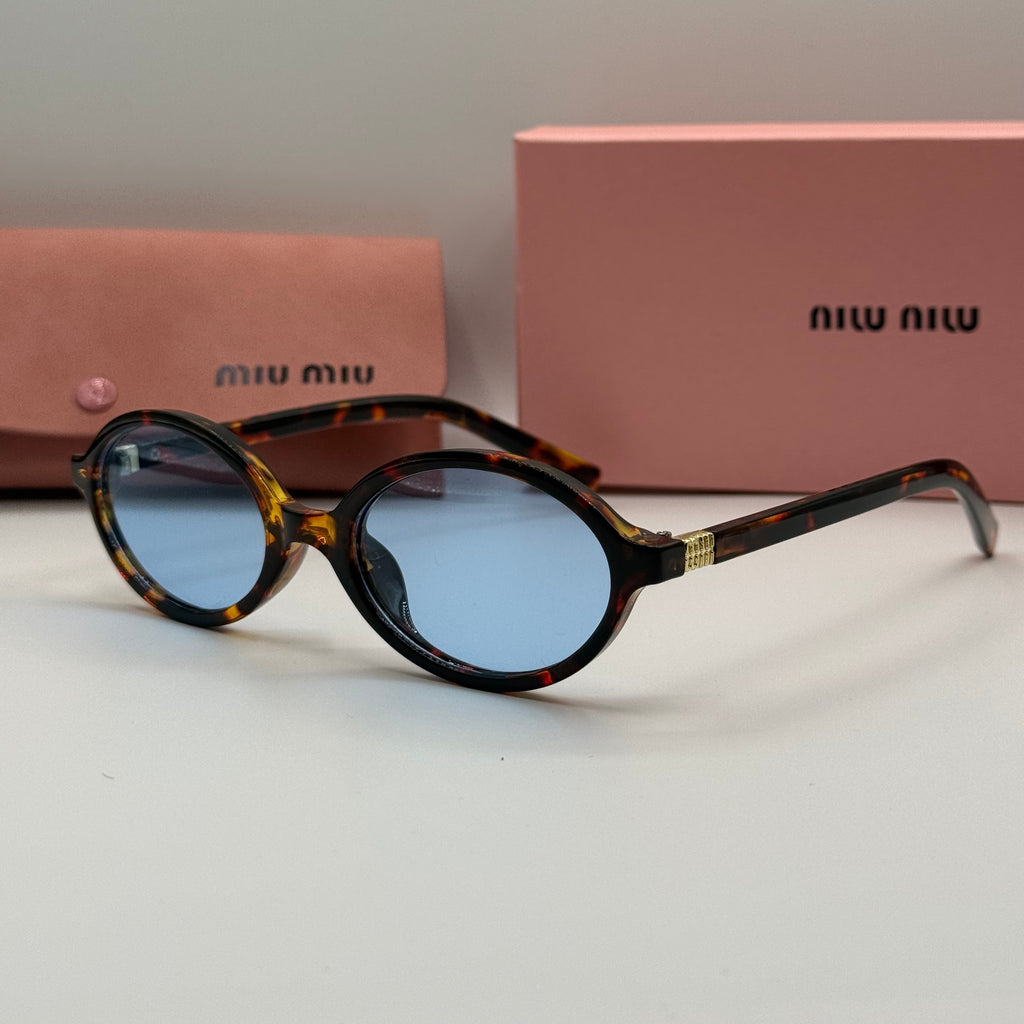 Miu Miu Oval Sunglasses – Tortoise / Blue