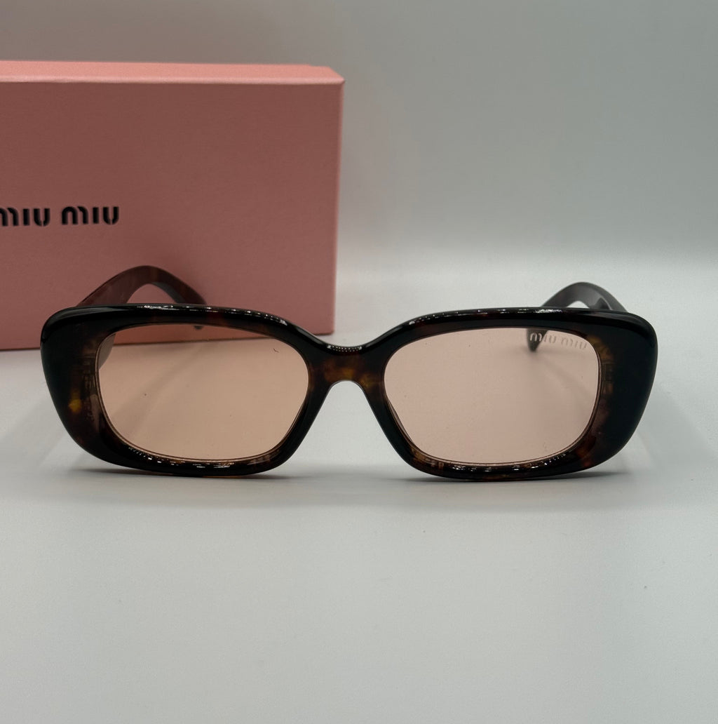 Miu Miu Rectangle Sunglasses – Tortoiseshell & Peach