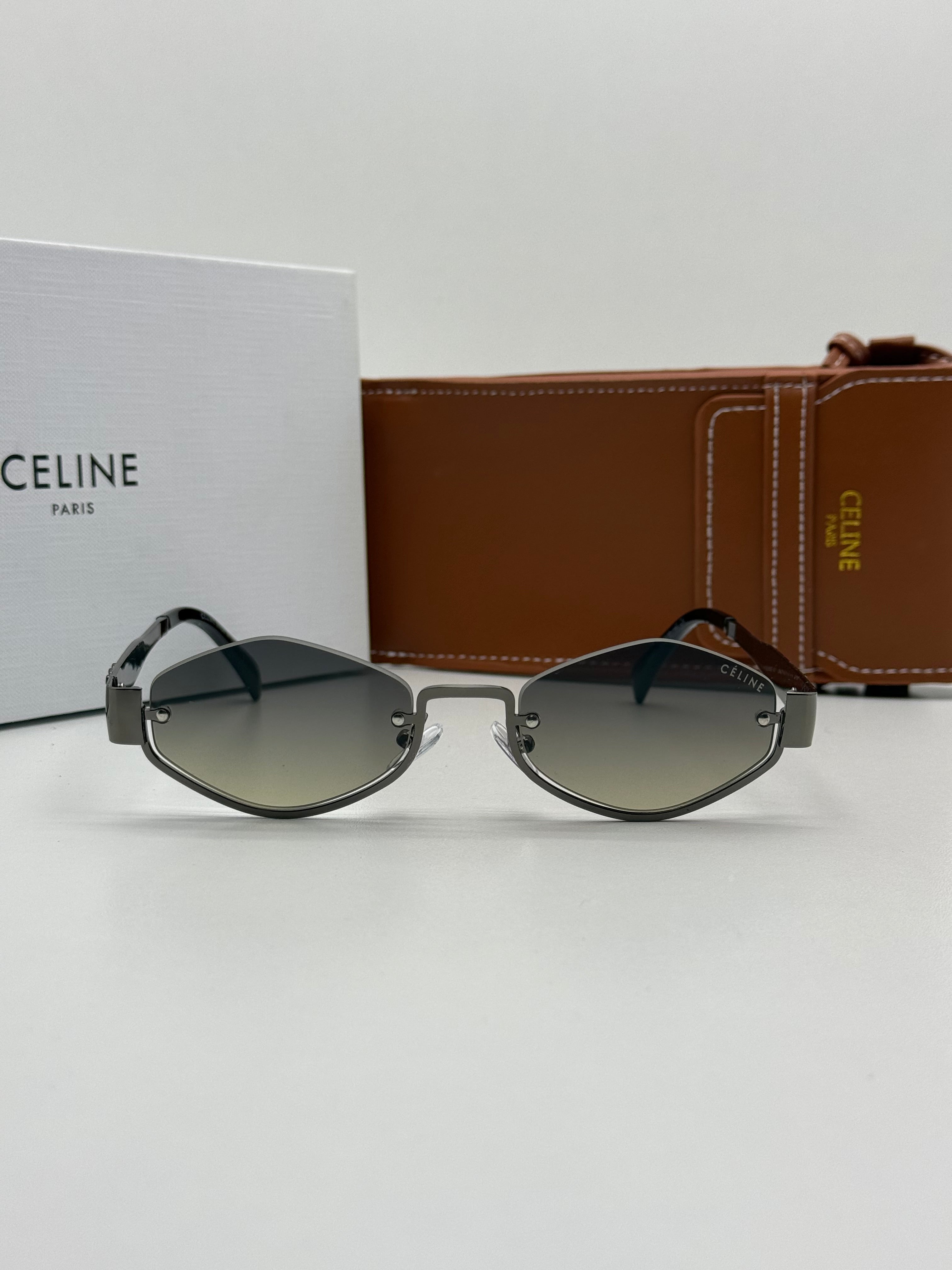 Celine Triomphe Gunmetal & Grey Gradient Oval