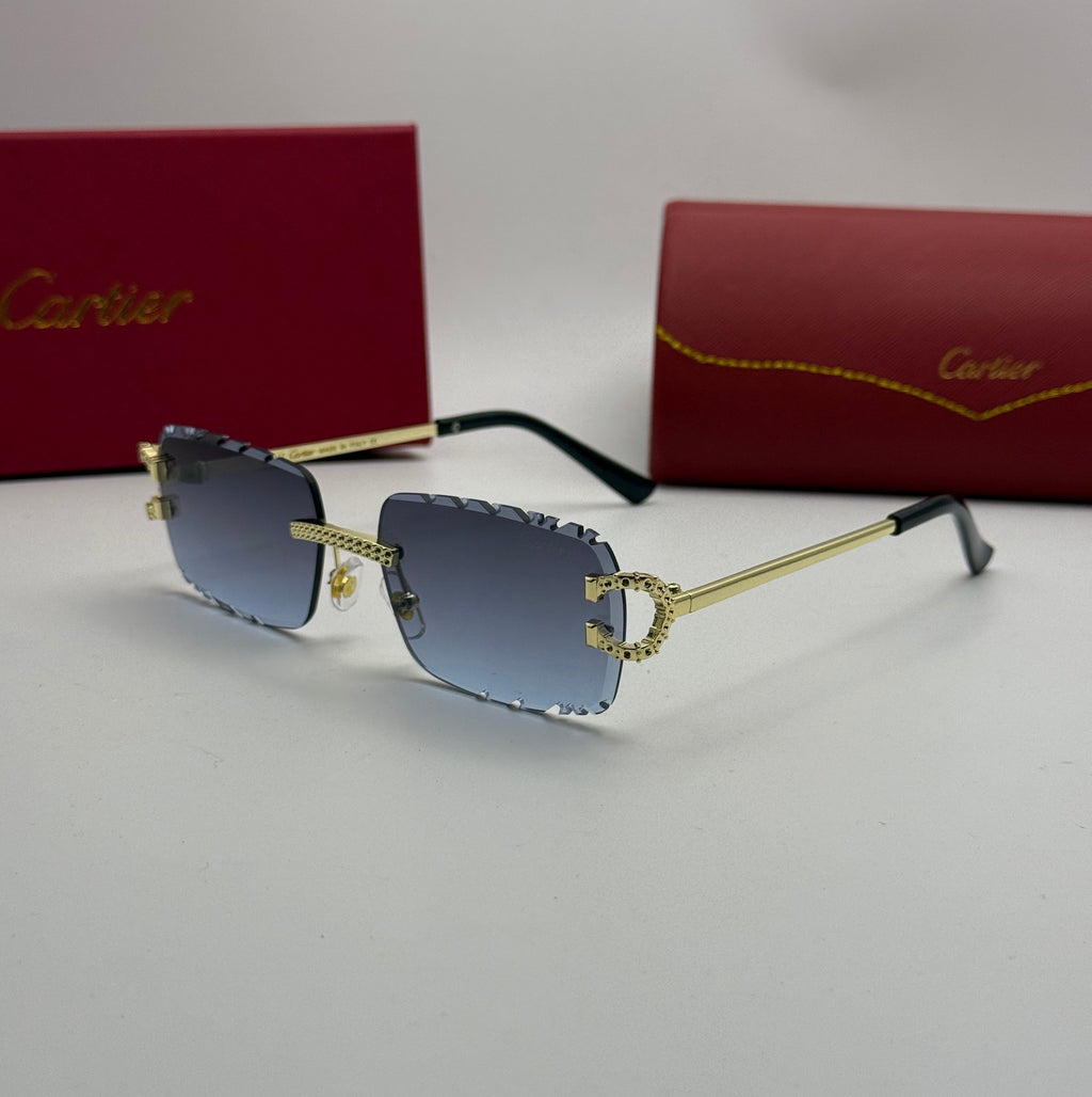 Cartier Rimless Sunglasses — Gold & Blue Gradient