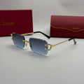 Cartier Rimless Sunglasses — Gold & Blue Gradient