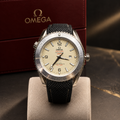 Omega Seamaster GMT Watch – Cream Dial & Black Strap