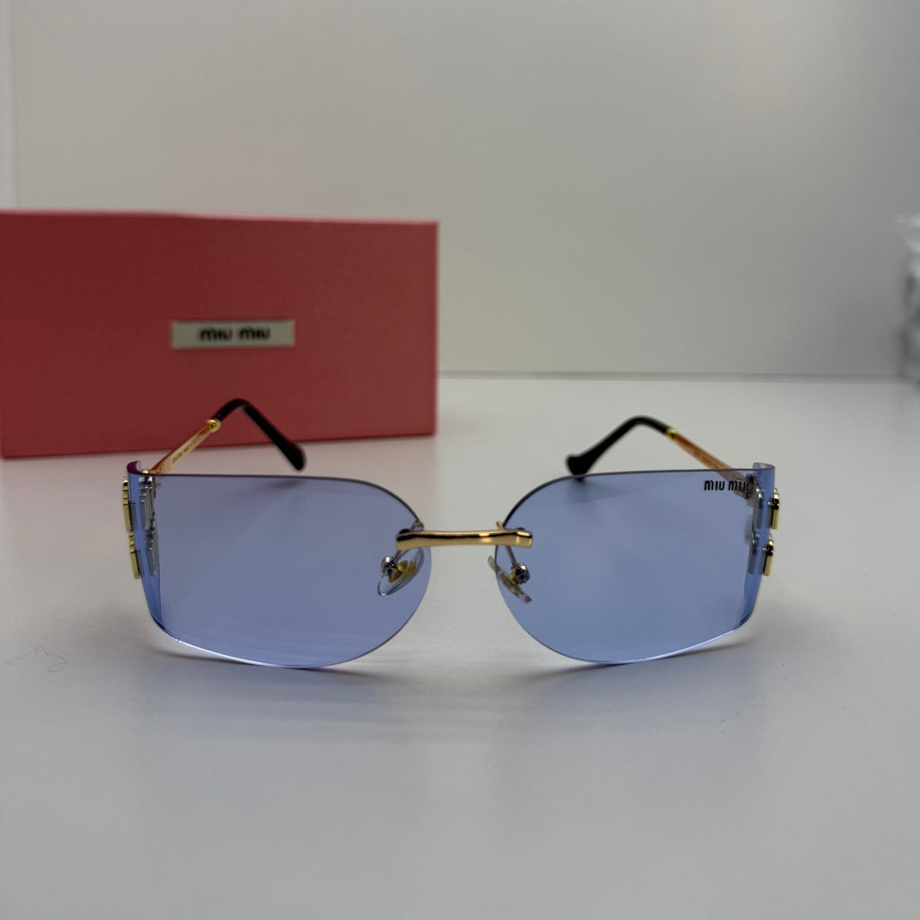 Miu Miu Blue Rectangular Gold Blue