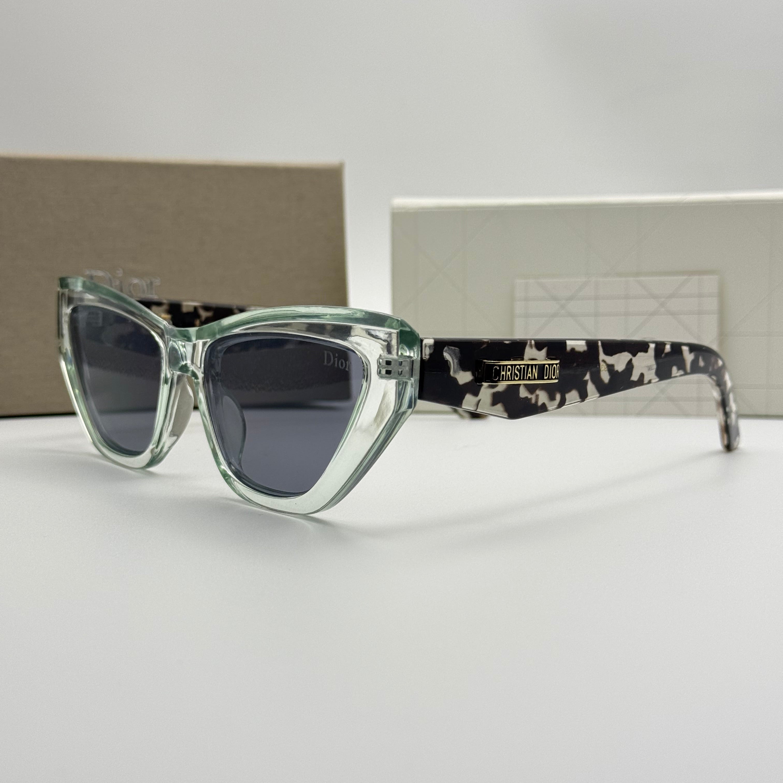 Christian Dior Cat-Eye Sunglasses – Transparent Green / Camouflage