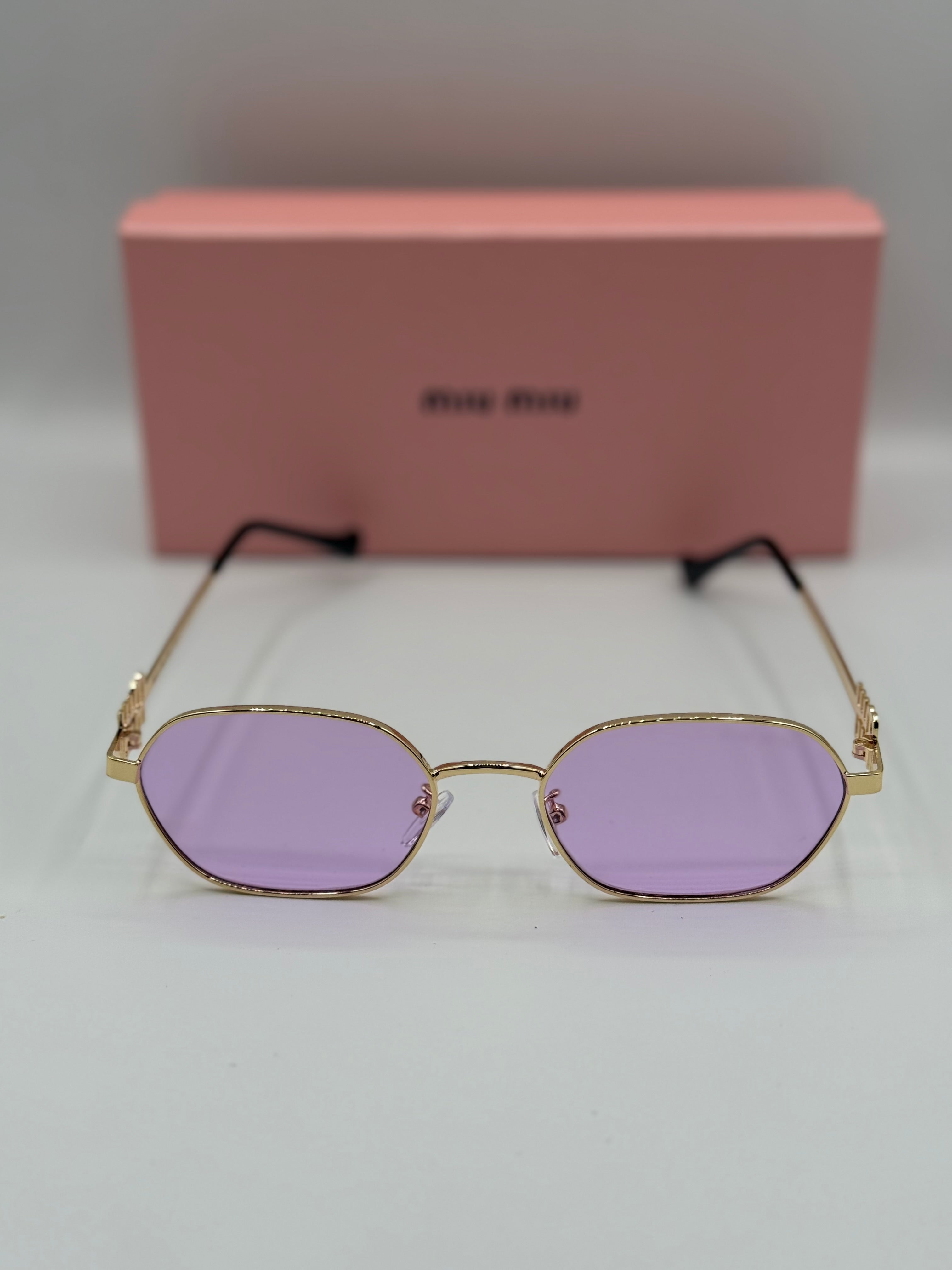Miu Miu Sunglasses – Gold Frame / Lavender Lenses
