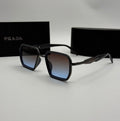Prada Oversized Square Sunglasses — Black & Blue-Brown Gradient