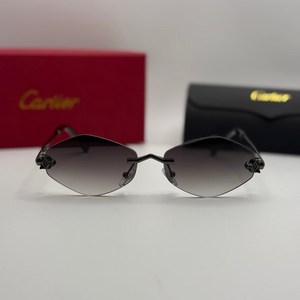 Cartier Panthère Rimless Oval Sunglasses – Gunmetal & Grey Gradient