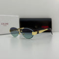 Celine Rimless Oval Sunglasses – Gold & Blue-Green