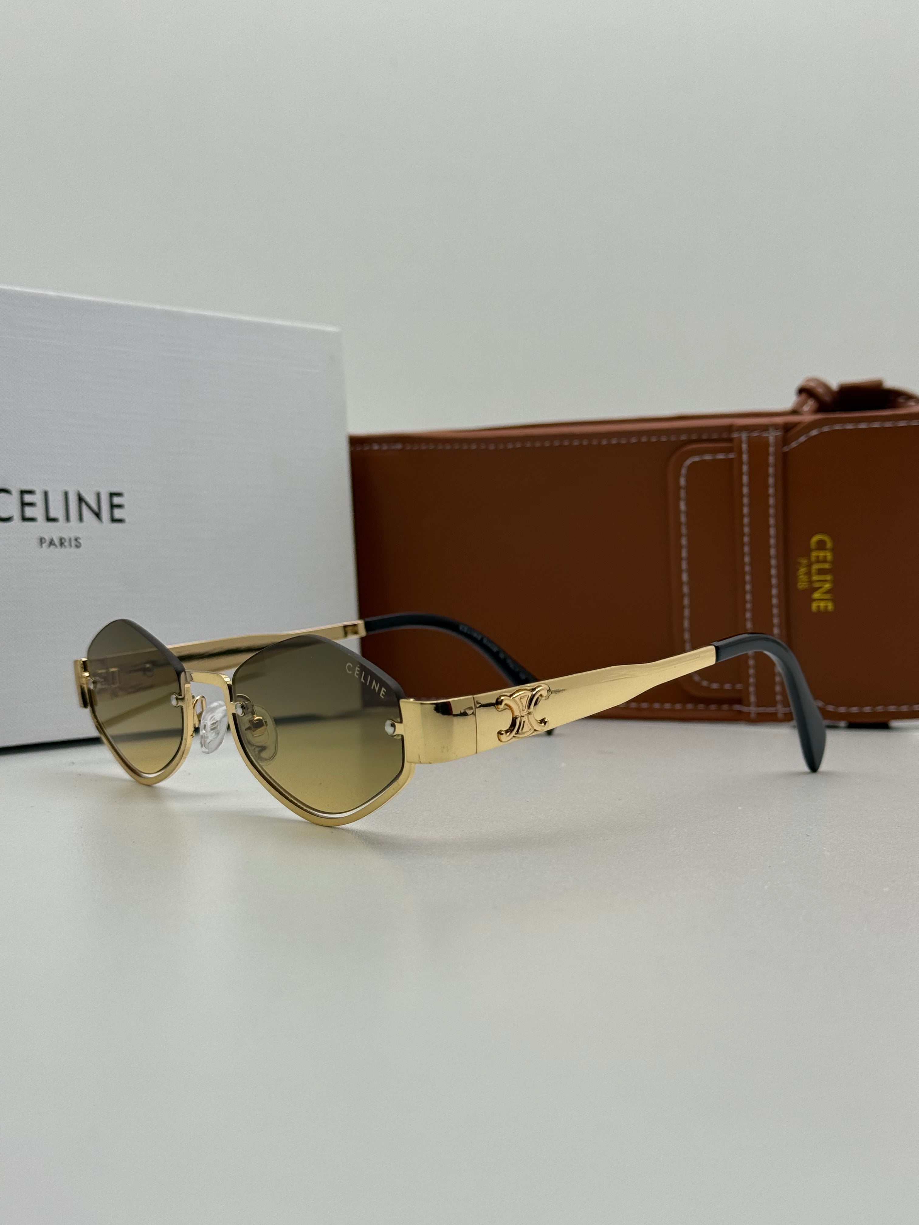 Celine  Triomphe Gold & Green Gradient Cat-Eye