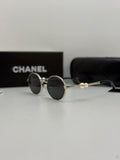 Chanel Round Metal Sunglasses (Silver / Dark Grey)