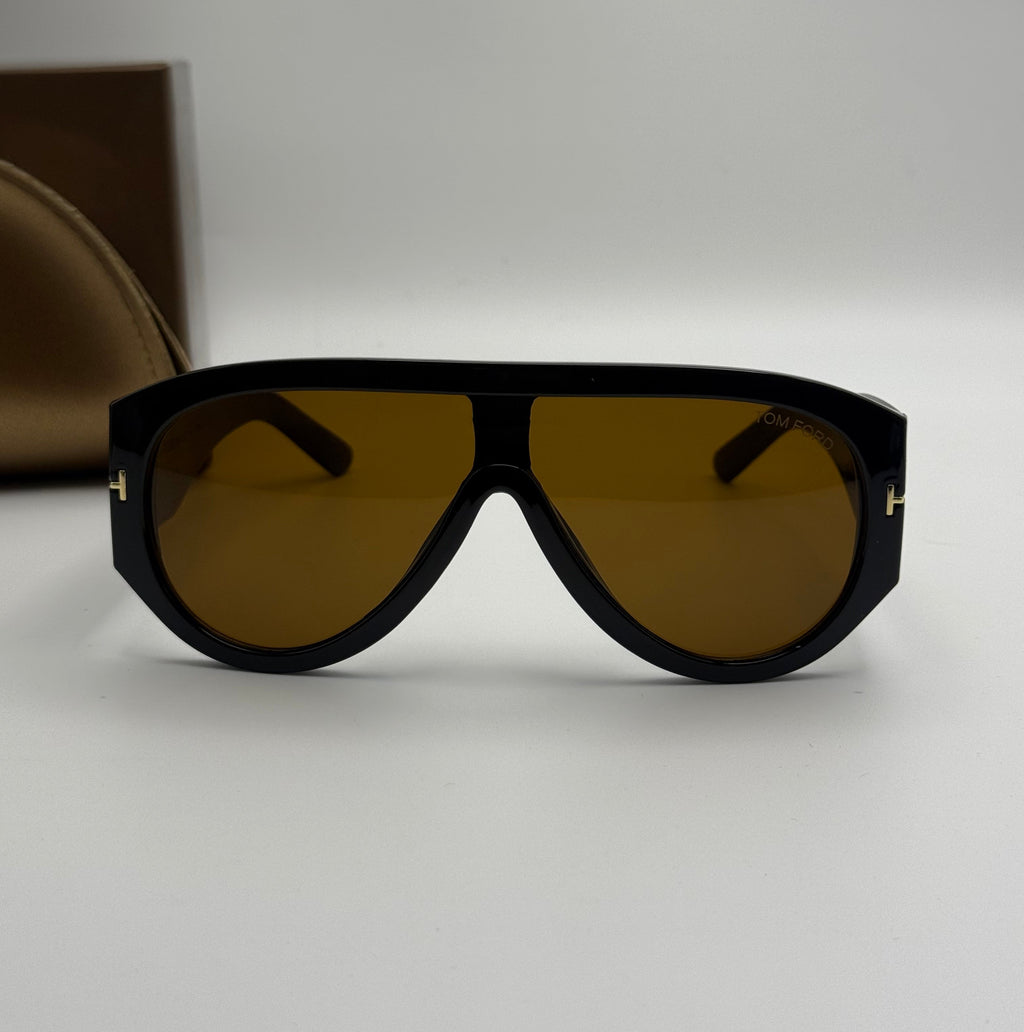 Tom Ford Oversized Pilot Sunglasses – Black & Brown