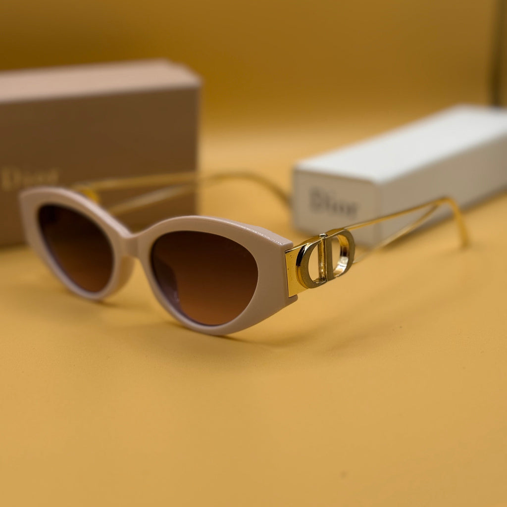Dior 30 Montaigne Cat-Eye Sunglasses — Ivory & Gold