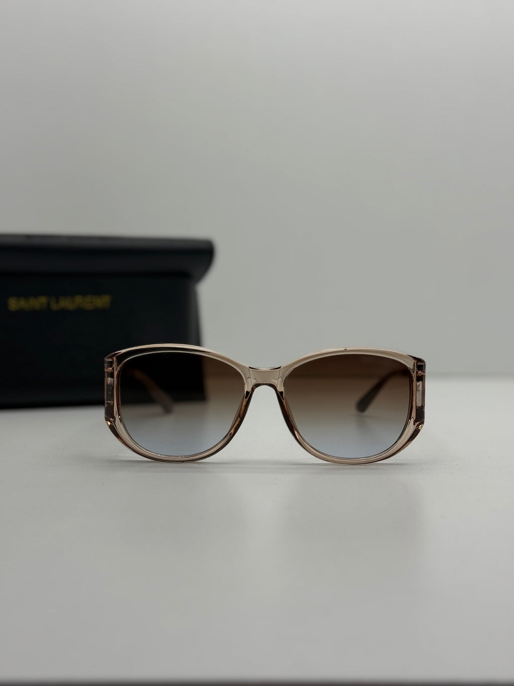 Saint Laurent Transparent Beige Square Sunglasses – Gradient Brown