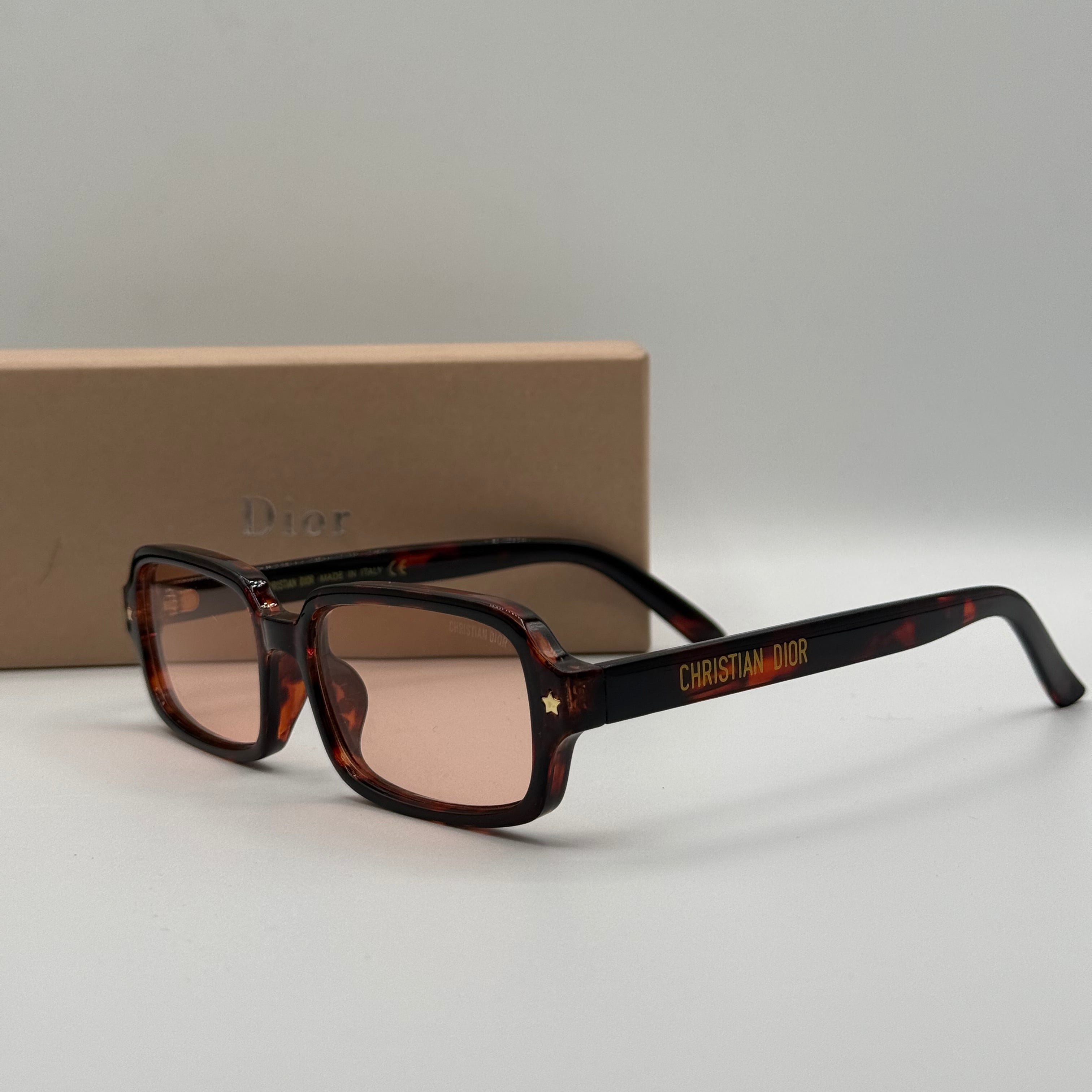 Christian Dior Rectangle Sunglasses – Tortoiseshell & Pink