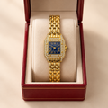 Cartier Rectangular Bracelet Watch – Gold-Tone & Blue Dial