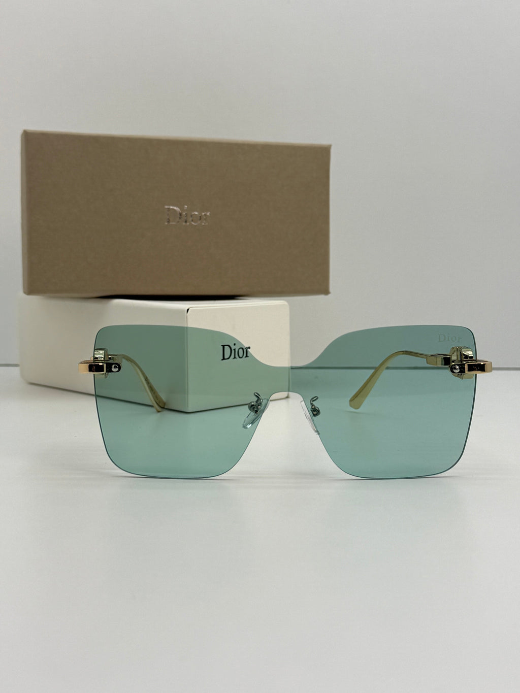 Dior Rimless Square Sunglasses (Gold / Green)